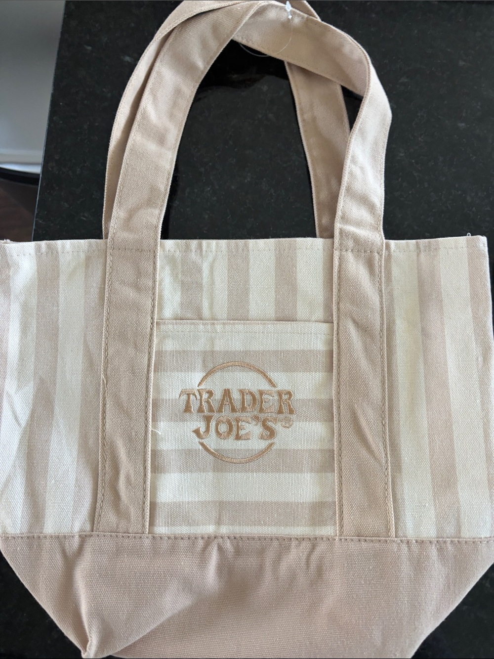 Beige Stripe Canvas Tote Bag